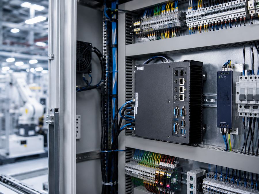 Industrial PC installed in a control cabinet
